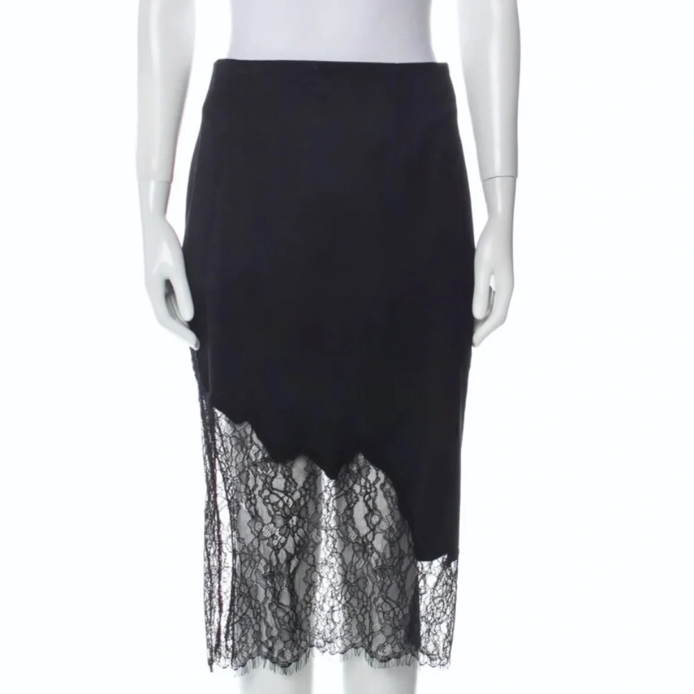 Alice + Oliva Lace Embellished Midi Pencil Asymmetrical Hem Skirt US6 NEW